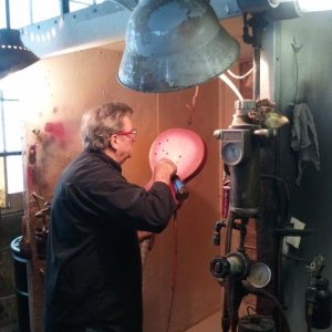 Marv creating, spraying the faded cherry on my H-150