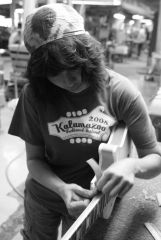 '09 PSPII - Katie sanding a neck joint on a H157